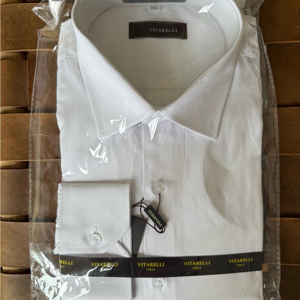 Vitarelli Men's White Dress Shirt | 16.5 x 34